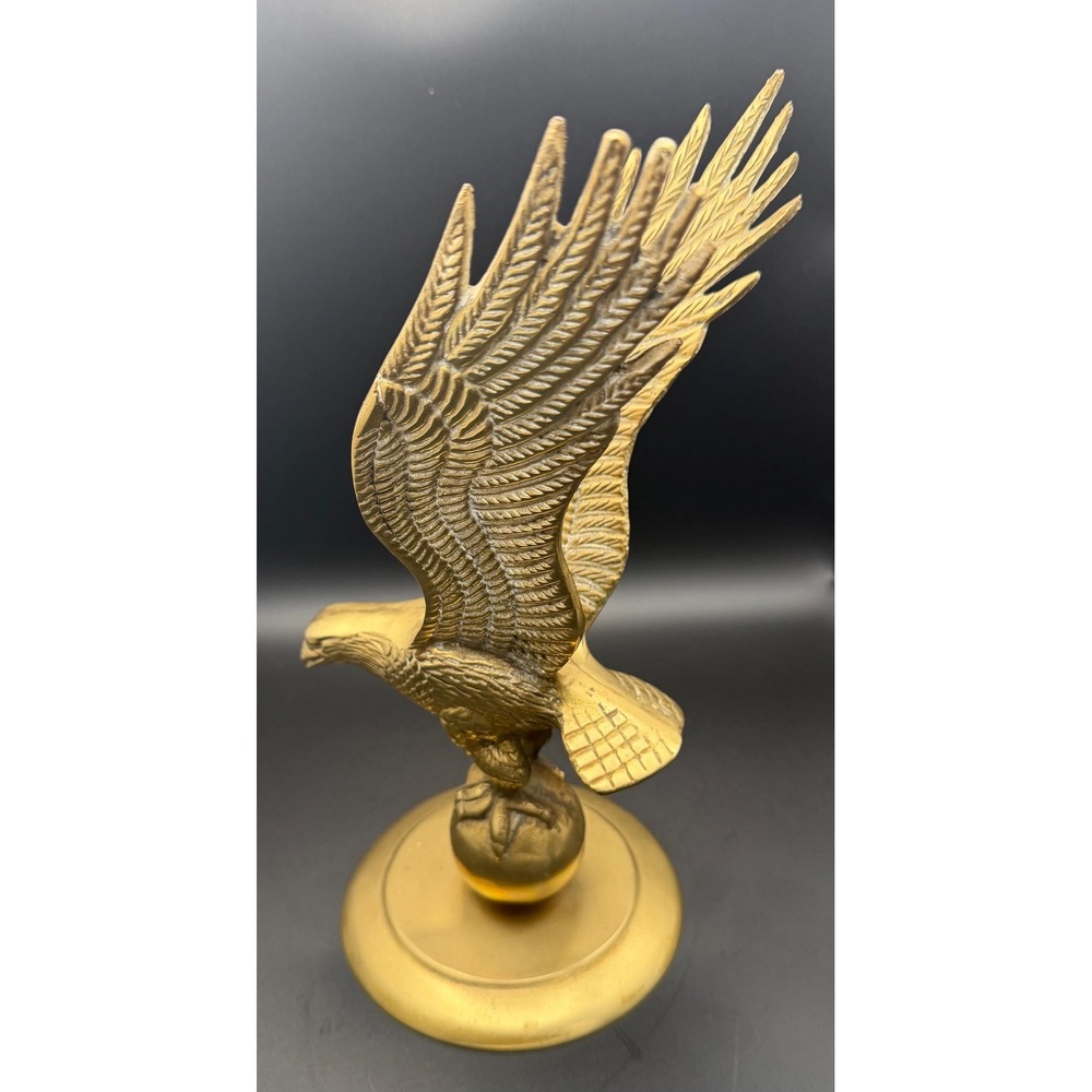 Vintage Solid Brass Flying Eagle Sculpture | Patriotic Home & Office Decor